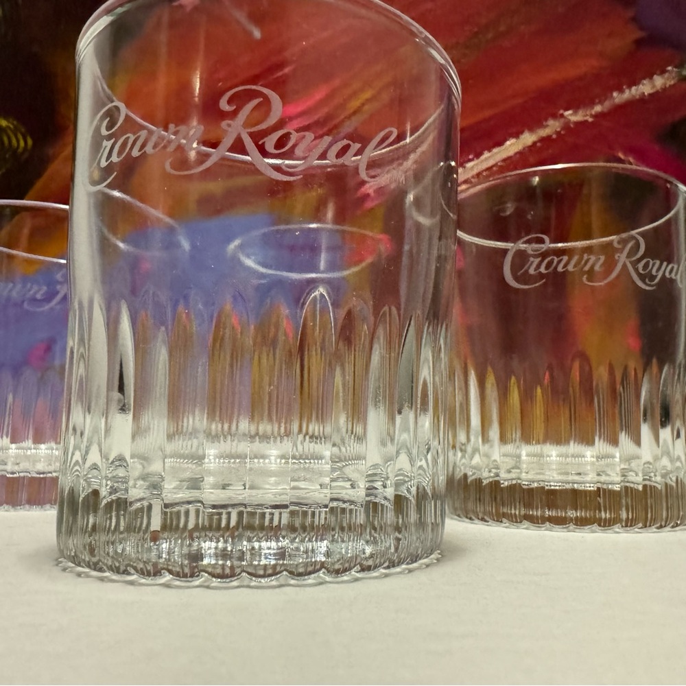 Etched Crown Royal Set Of 4 - 8oz Clear Whiskey Glasses